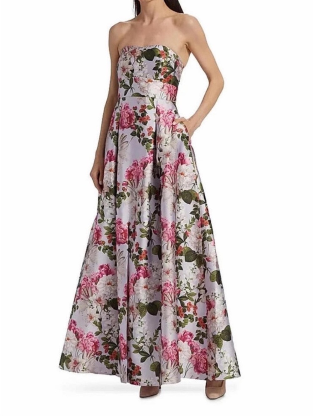 ✨NEW✨ Sachin + Babi Giovanna Floral Strapless Gown in Perwinkle And Petals